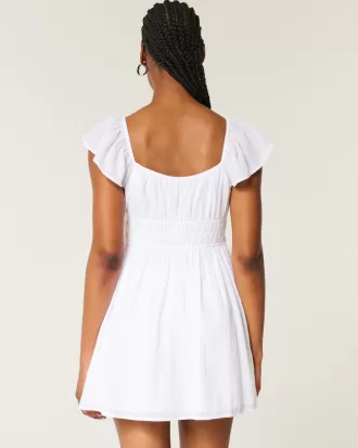 Flutter Sleeve Double-Tie Skort Dress,Flutter Sleeve Double-Tie Skort Dress