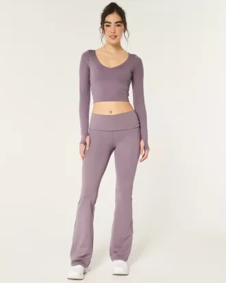 Gilly Hicks Active Recharge Foldover Waist Flare Pants,Gilly Hicks Active Recharge Foldover Waist Flare Pants