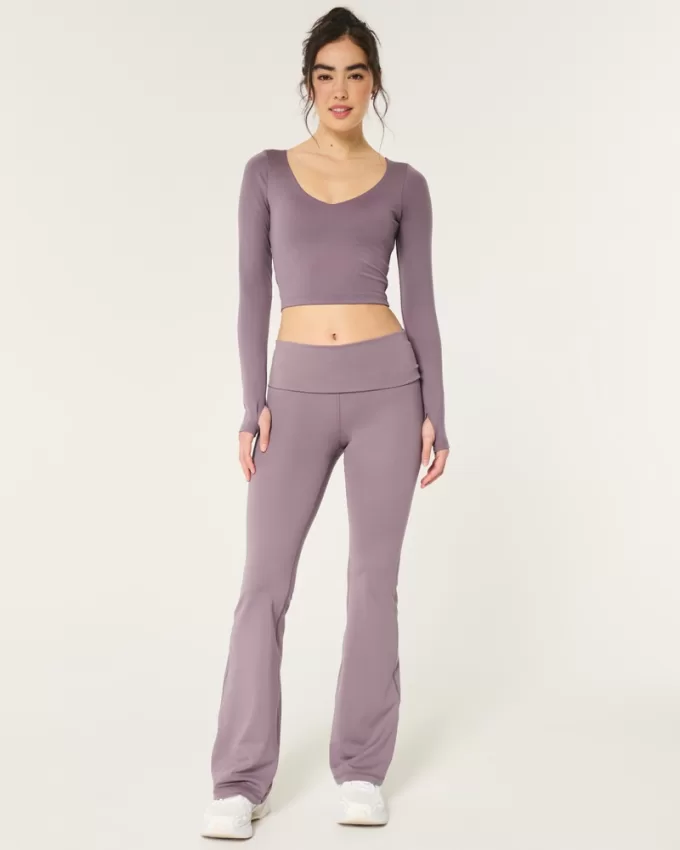 Gilly Hicks Active Recharge Foldover Waist Flare Pants,Gilly Hicks Active Recharge Foldover Waist Flare Pants