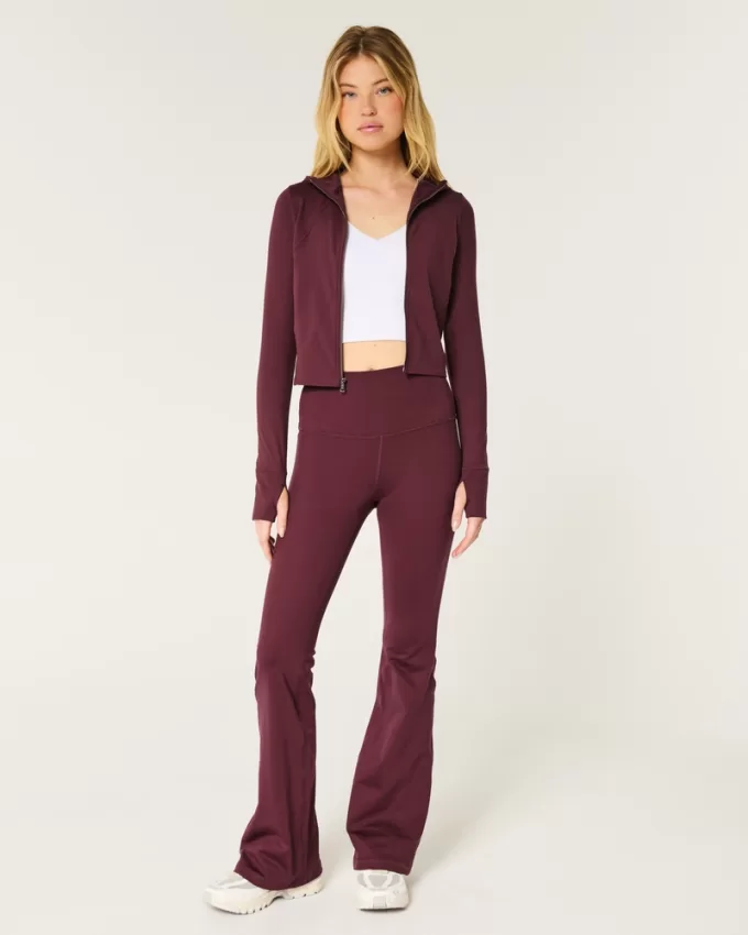 Gilly Hicks Active Recharge Hooded Crop Zip-Up Top,Gilly Hicks Active Recharge Hooded Crop Zip-Up Top