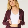 Gilly Hicks Active Recharge Hooded Crop Zip-Up Top,Gilly Hicks Active Recharge Hooded Crop Zip-Up Top