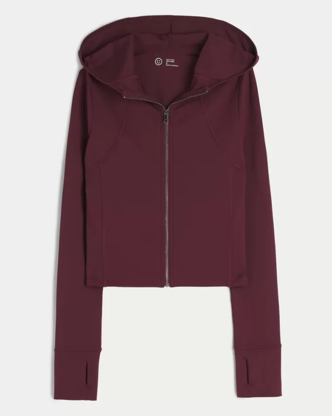 Gilly Hicks Active Recharge Hooded Crop Zip-Up Top,Gilly Hicks Active Recharge Hooded Crop Zip-Up Top
