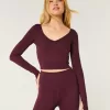 Gilly Hicks Active Recharge Long-Sleeve Plunge Top,Gilly Hicks Active Recharge Long-Sleeve Plunge Top