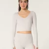 Gilly Hicks Active Recharge Long-Sleeve Plunge Top,Gilly Hicks Active Recharge Long-Sleeve Plunge Top