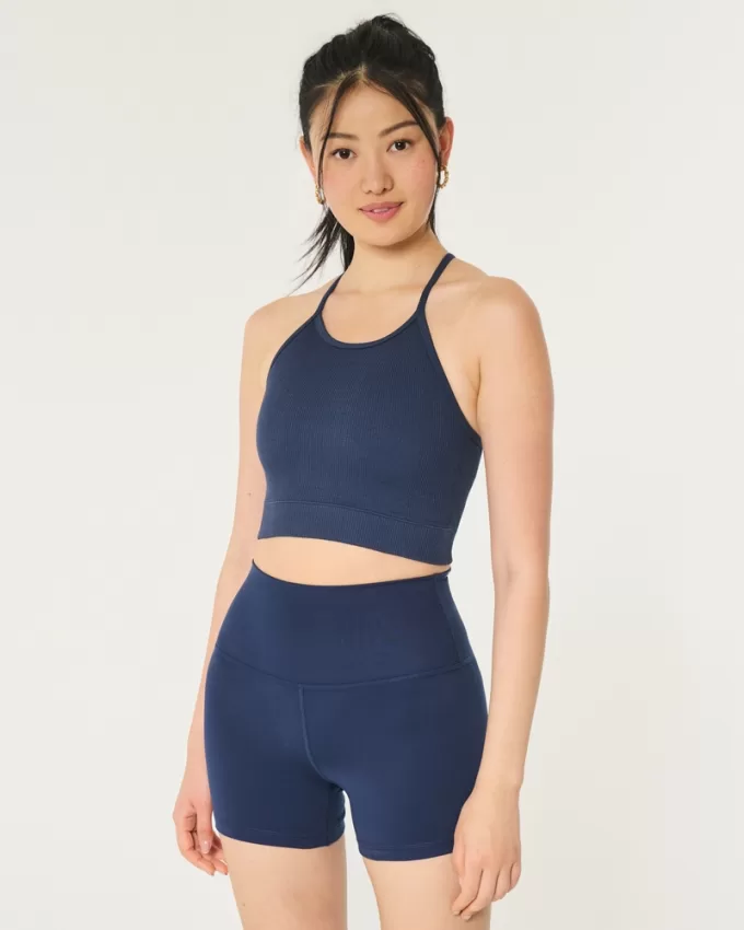 Gilly Hicks Active Ribbed Seamless Fabric High-Neck Tank,Gilly Hicks Active Ribbed Seamless Fabric High-Neck Tank
