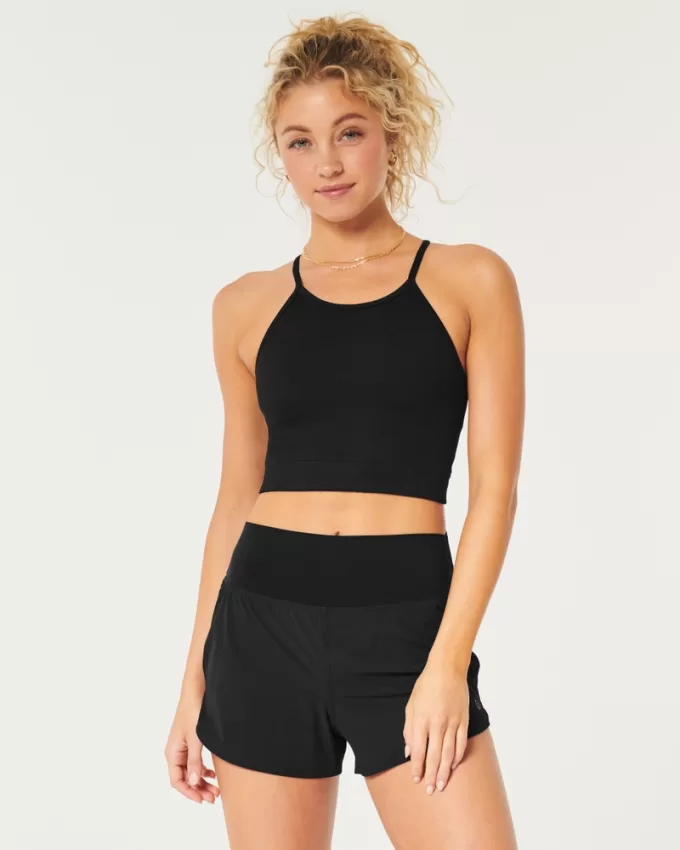 Gilly Hicks Active Ribbed Seamless Fabric High-Neck Tank,Gilly Hicks Active Ribbed Seamless Fabric High-Neck Tank