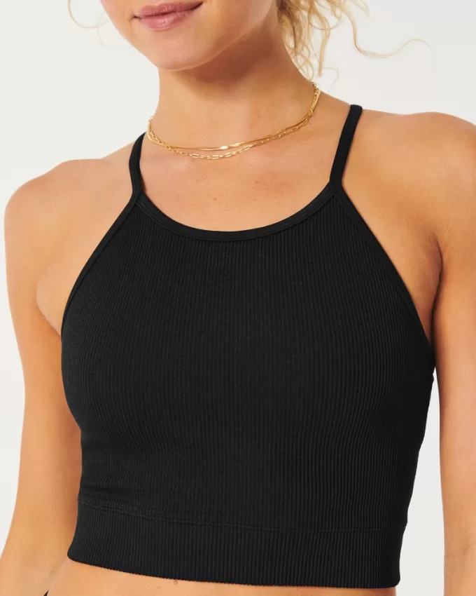 Gilly Hicks Active Ribbed Seamless Fabric High-Neck Tank,Gilly Hicks Active Ribbed Seamless Fabric High-Neck Tank