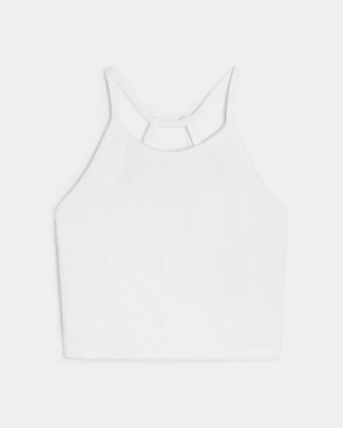Gilly Hicks Active Ribbed Seamless Fabric High-Neck Tank,Gilly Hicks Active Ribbed Seamless Fabric High-Neck Tank