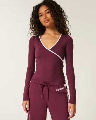 Gilly Hicks Active Tipped Wrap Top,Gilly Hicks Active Tipped Wrap Top