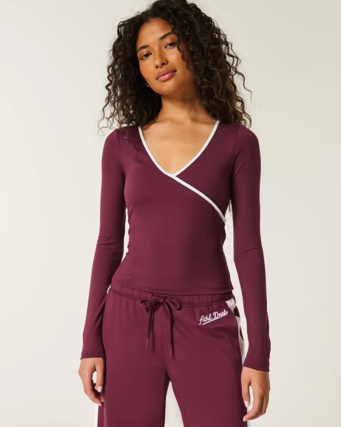 Gilly Hicks Active Tipped Wrap Top,Gilly Hicks Active Tipped Wrap Top