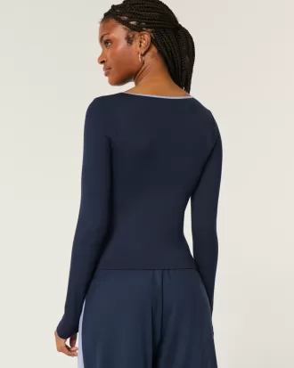 Gilly Hicks Active Tipped Wrap Top,Gilly Hicks Active Tipped Wrap Top