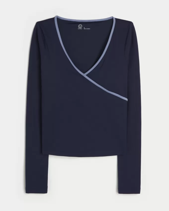 Gilly Hicks Active Tipped Wrap Top,Gilly Hicks Active Tipped Wrap Top