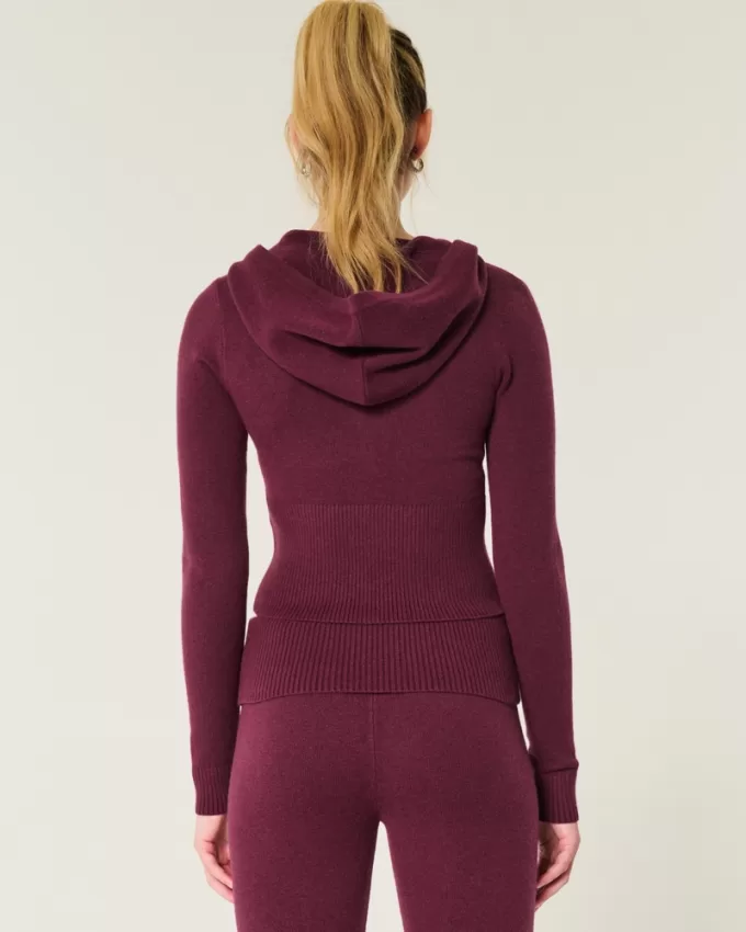 Gilly Hicks Cozy Sweater-Knit Zip-Up Hoodie,Gilly Hicks Cozy Sweater-Knit Zip-Up Hoodie