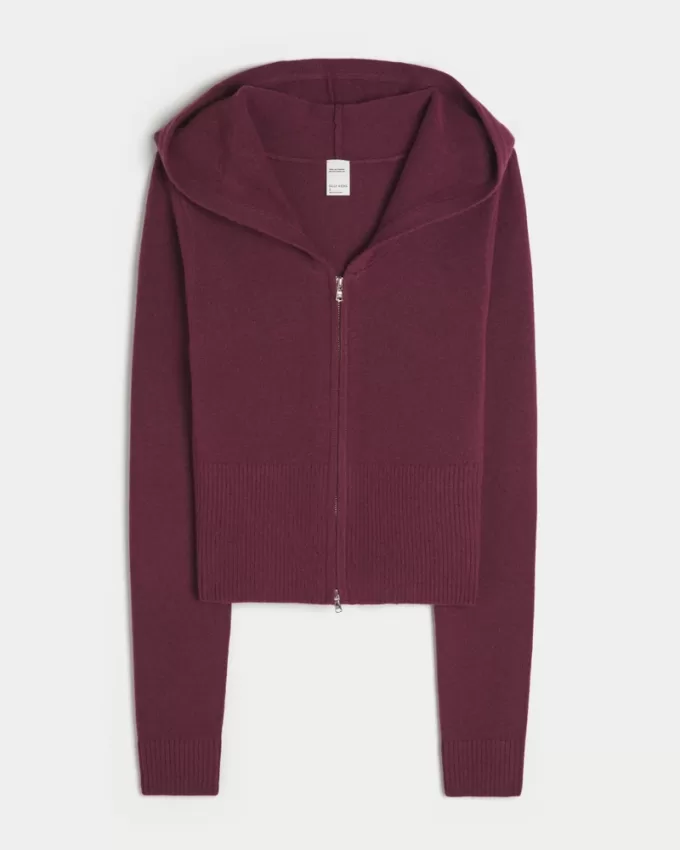 Gilly Hicks Cozy Sweater-Knit Zip-Up Hoodie,Gilly Hicks Cozy Sweater-Knit Zip-Up Hoodie