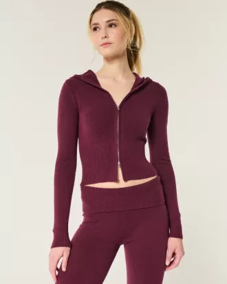 Gilly Hicks Cozy Sweater-Knit Zip-Up Hoodie,Gilly Hicks Cozy Sweater-Knit Zip-Up Hoodie