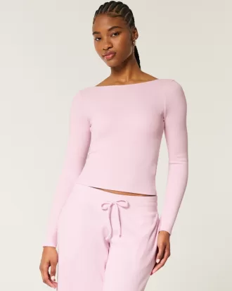 Gilly Hicks Cozy Waffle Boat-Neck Top,Gilly Hicks Cozy Waffle Boat-Neck Top