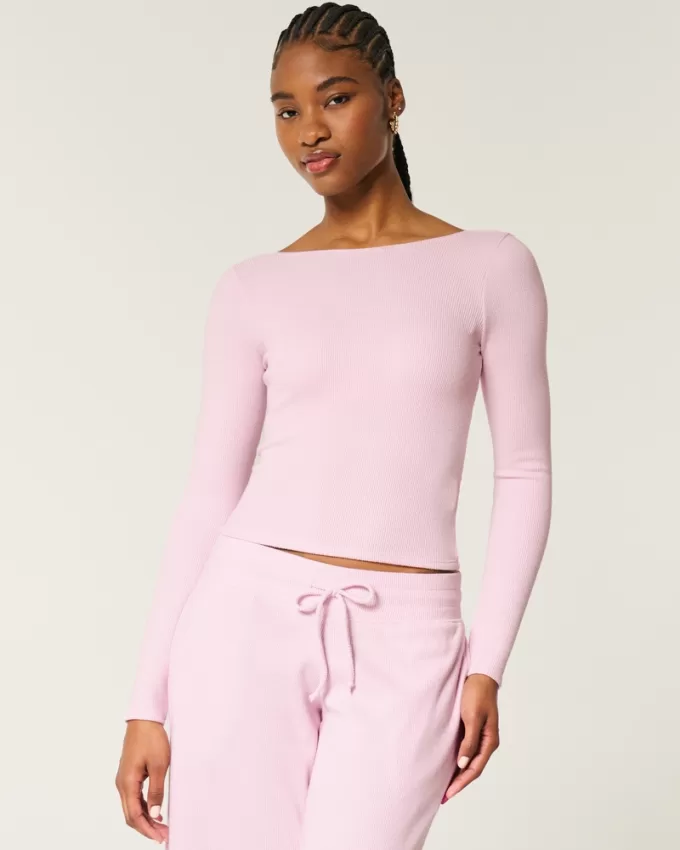 Gilly Hicks Cozy Waffle Boat-Neck Top,Gilly Hicks Cozy Waffle Boat-Neck Top