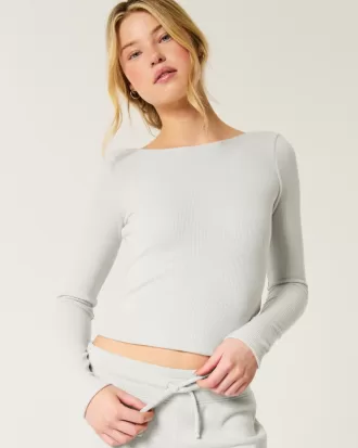 Gilly Hicks Cozy Waffle Boat-Neck Top,Gilly Hicks Cozy Waffle Boat-Neck Top