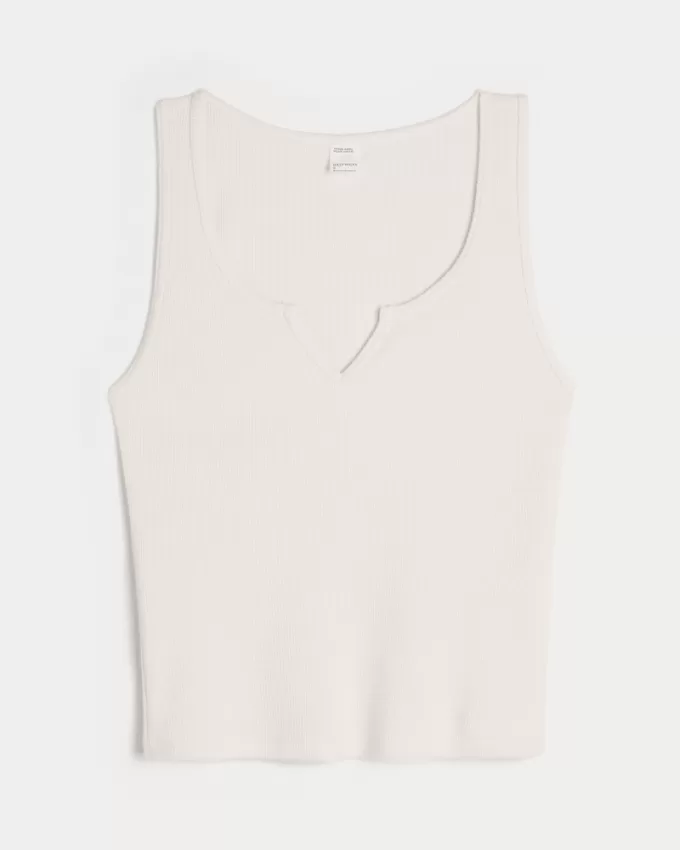 Gilly Hicks Cozy Waffle Notch-Neck Tank,Gilly Hicks Cozy Waffle Notch-Neck Tank