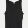 Gilly Hicks Cozy Waffle Notch-Neck Tank,Gilly Hicks Cozy Waffle Notch-Neck Tank