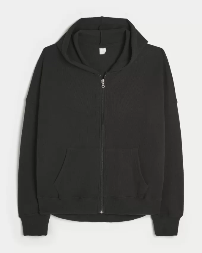 Gilly Hicks Oversized Waffle Zip-Up Hoodie,Gilly Hicks Oversized Waffle Zip-Up Hoodie