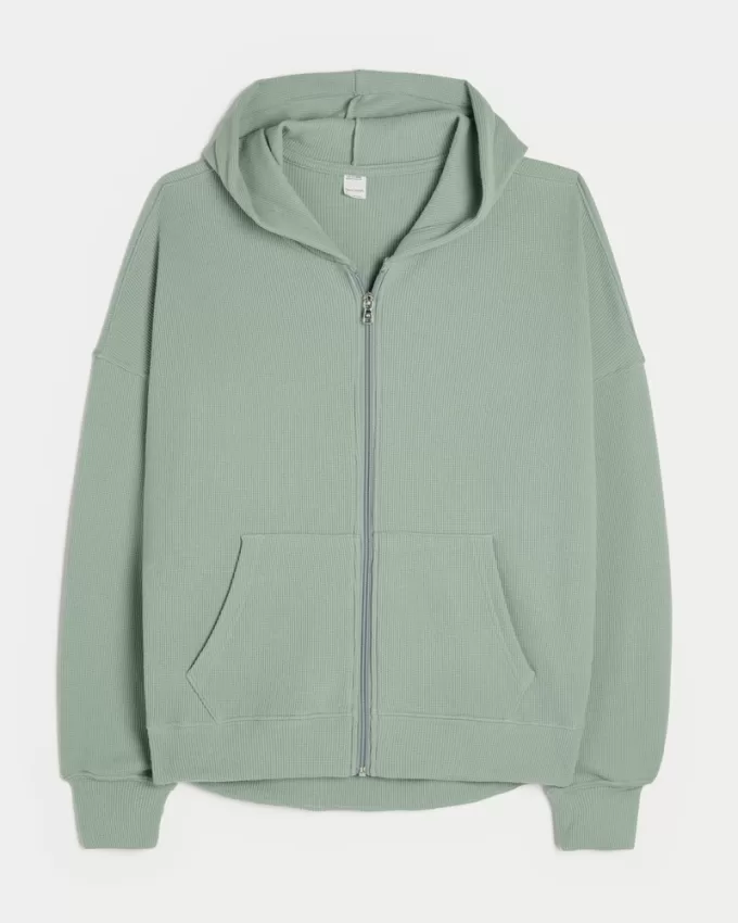 Gilly Hicks Oversized Waffle Zip-Up Hoodie,Gilly Hicks Oversized Waffle Zip-Up Hoodie