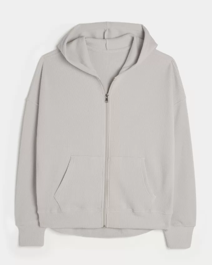 Gilly Hicks Oversized Waffle Zip-Up Hoodie,Gilly Hicks Oversized Waffle Zip-Up Hoodie