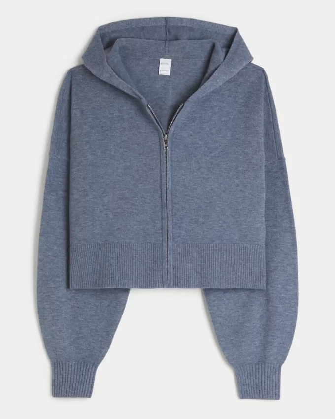 Gilly Hicks Relaxed Sweater-Knit Zip-Up Hoodie,Gilly Hicks Relaxed Sweater-Knit Zip-Up Hoodie