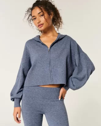 Gilly Hicks Relaxed Sweater-Knit Zip-Up Hoodie,Gilly Hicks Relaxed Sweater-Knit Zip-Up Hoodie
