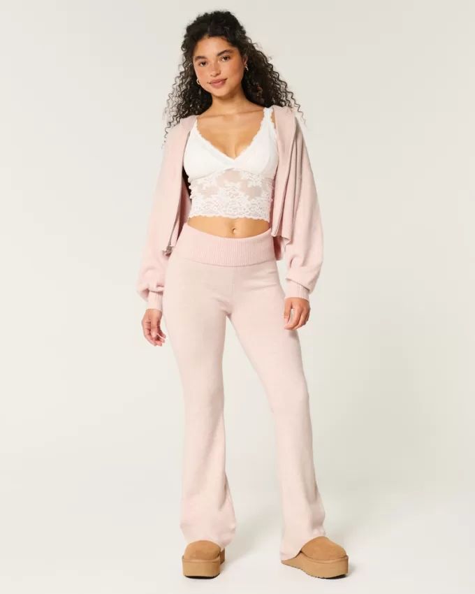 Gilly Hicks Sweater-Knit Foldover Waist Flare Pants,Gilly Hicks Sweater-Knit Foldover Waist Flare Pants