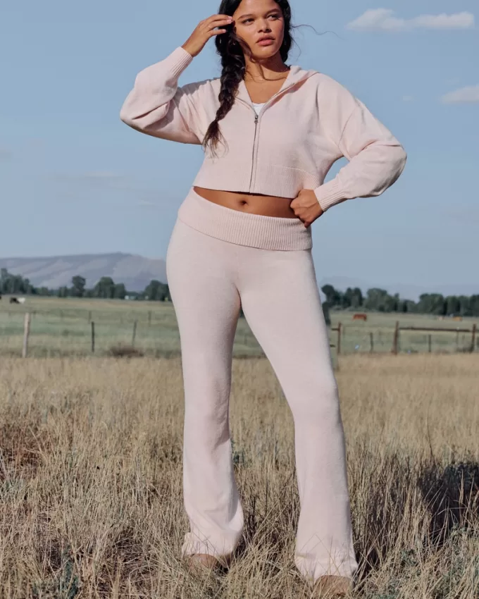 Gilly Hicks Sweater-Knit Foldover Waist Flare Pants,Gilly Hicks Sweater-Knit Foldover Waist Flare Pants