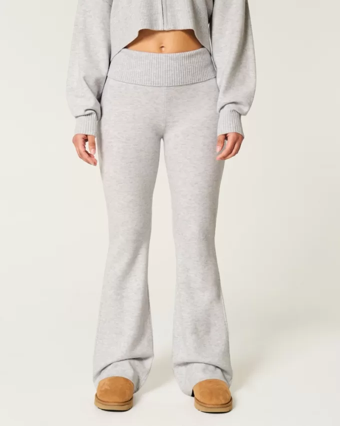 Gilly Hicks Sweater-Knit Foldover Waist Flare Pants,Gilly Hicks Sweater-Knit Foldover Waist Flare Pants