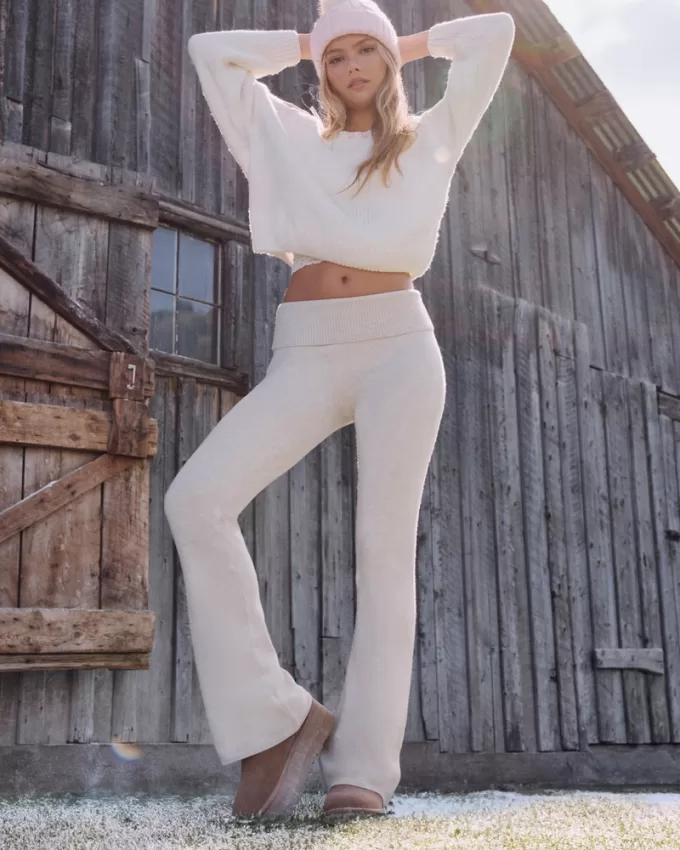 Gilly Hicks Sweater-Knit Foldover Waist Flare Pants,Gilly Hicks Sweater-Knit Foldover Waist Flare Pants