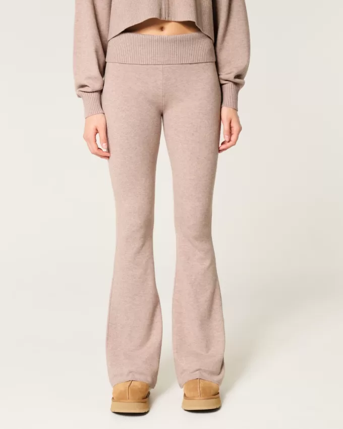 Gilly Hicks Sweater-Knit Foldover Waist Flare Pants,Gilly Hicks Sweater-Knit Foldover Waist Flare Pants
