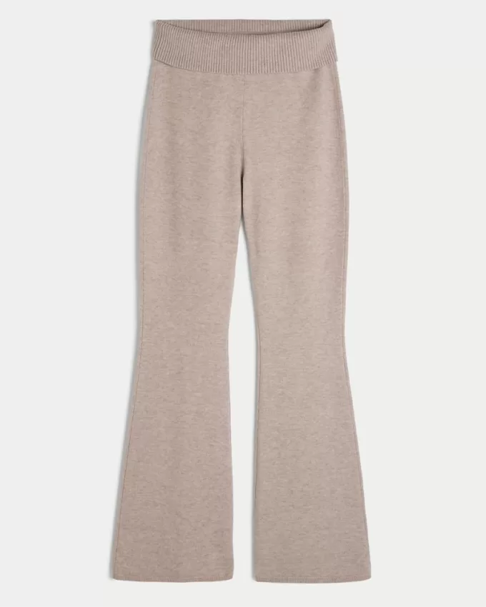 Gilly Hicks Sweater-Knit Foldover Waist Flare Pants,Gilly Hicks Sweater-Knit Foldover Waist Flare Pants