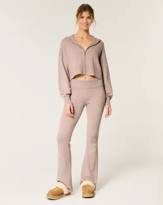 Gilly Hicks Sweater-Knit Foldover Waist Flare Pants,Gilly Hicks Sweater-Knit Foldover Waist Flare Pants