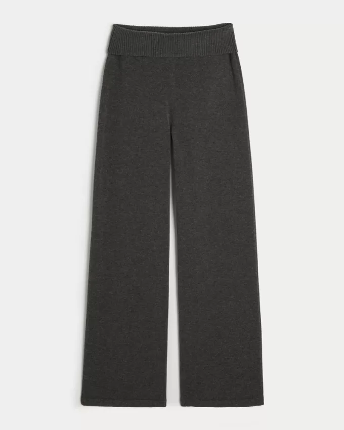 Gilly Hicks Sweater-Knit Foldover Waist Straight Pants,Gilly Hicks Sweater-Knit Foldover Waist Straight Pants