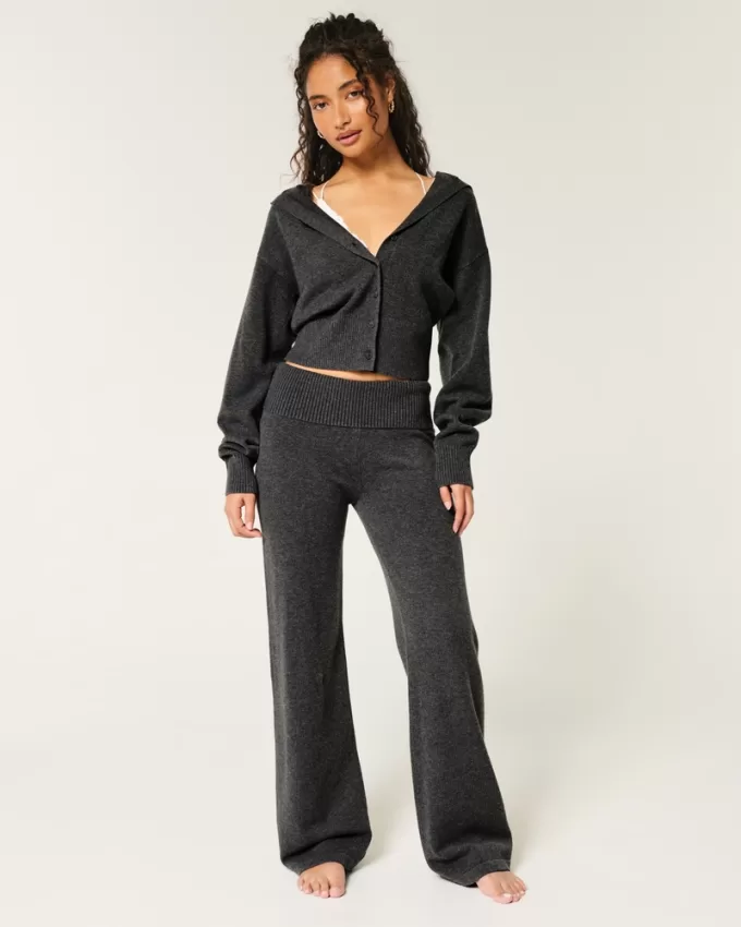 Gilly Hicks Sweater-Knit Foldover Waist Straight Pants,Gilly Hicks Sweater-Knit Foldover Waist Straight Pants
