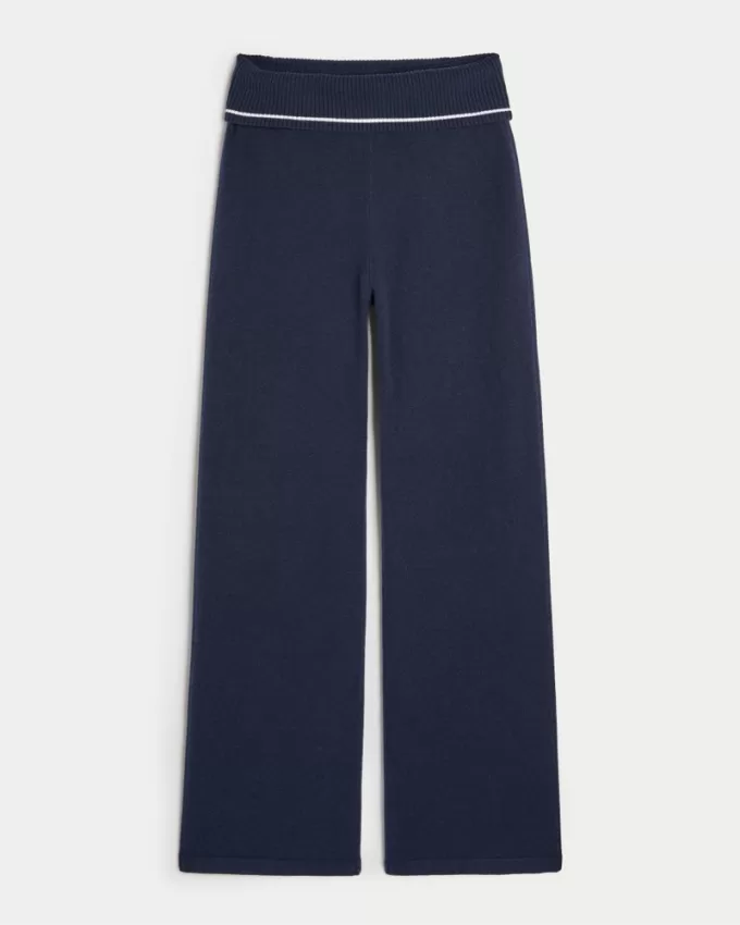 Gilly Hicks Sweater-Knit Foldover Waist Straight Pants,Gilly Hicks Sweater-Knit Foldover Waist Straight Pants