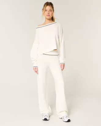 Gilly Hicks Sweater-Knit Foldover Waist Straight Pants,Gilly Hicks Sweater-Knit Foldover Waist Straight Pants