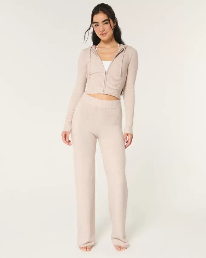 Gilly Hicks Sweater-Knit Straight Pants,Gilly Hicks Sweater-Knit Straight Pants