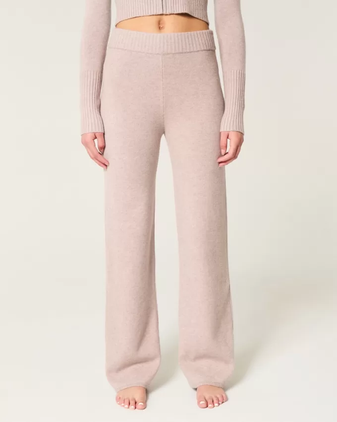 Gilly Hicks Sweater-Knit Straight Pants,Gilly Hicks Sweater-Knit Straight Pants