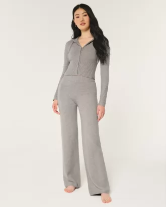 Gilly Hicks Sweater-Knit Straight Pants,Gilly Hicks Sweater-Knit Straight Pants