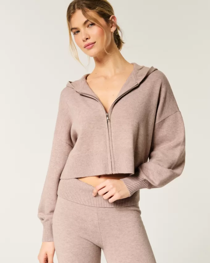 Gilly Hicks Sweater-Knit Zip-Up Hoodie,Gilly Hicks Sweater-Knit Zip-Up Hoodie