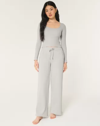 Gilly Hicks Waffle Wide-Leg Pants,Gilly Hicks Waffle Wide-Leg Pants
