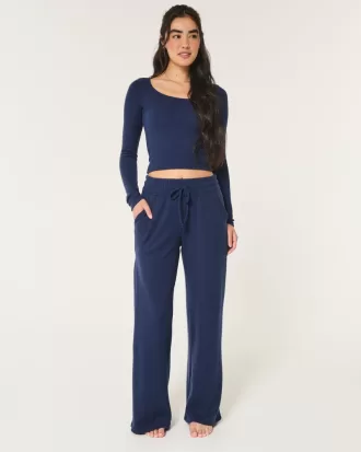 Gilly Hicks Waffle Wide-Leg Pants,Gilly Hicks Waffle Wide-Leg Pants