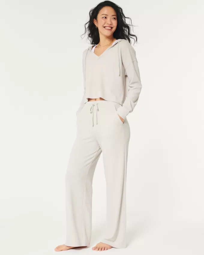 Gilly Hicks Waffle Wide-Leg Pants,Gilly Hicks Waffle Wide-Leg Pants