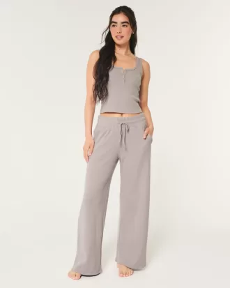 Gilly Hicks Waffle Wide-Leg Pants,Gilly Hicks Waffle Wide-Leg Pants
