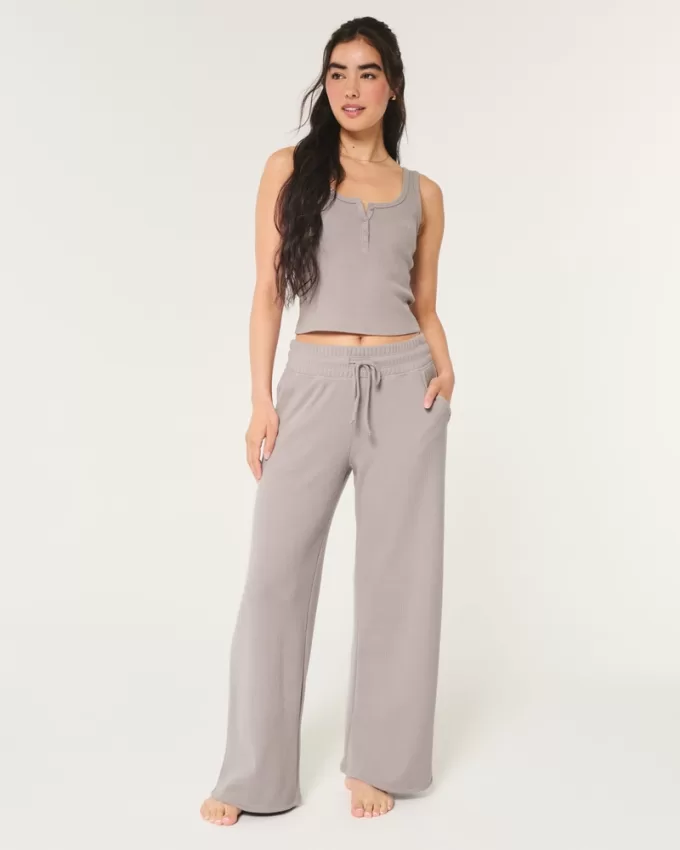 Gilly Hicks Waffle Wide-Leg Pants,Gilly Hicks Waffle Wide-Leg Pants