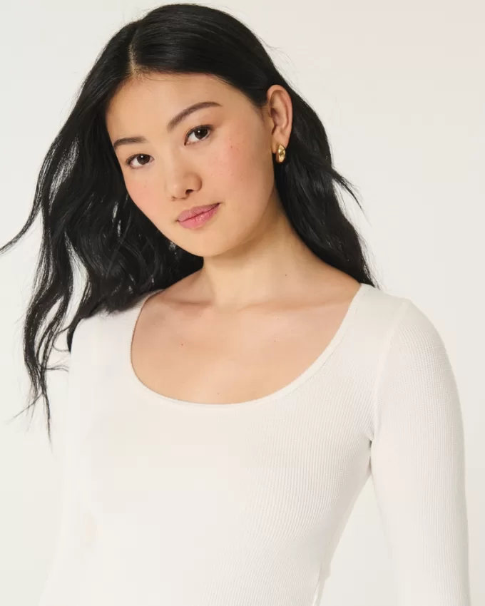 Gilly Hicks Waffle Wide-Neck Top,Gilly Hicks Waffle Wide-Neck Top